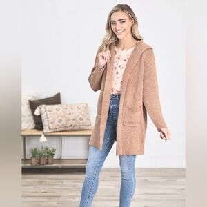 By Design Open Front Long Sleeve Cardigan Hoodie With Patch Pockets Size Medium